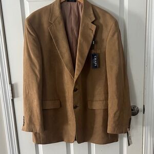 NWT Chaps Men's Camel Faux Suede Blazer Sz 44R